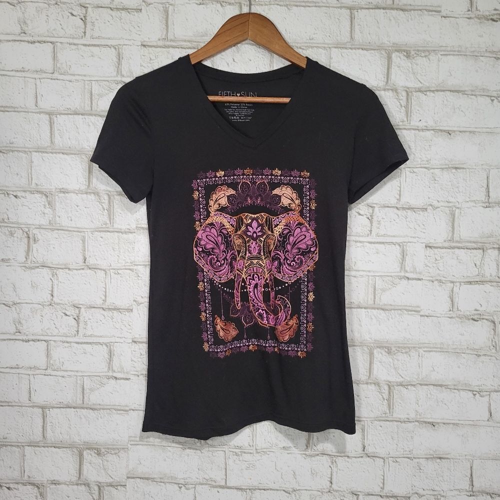 Fifth Sun‎ black elephant graphic tee